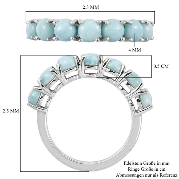 Larimar 7 Stein Ring  925 Silber Platin-&Uuml;berzug image number 7
