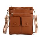 Umhängetasche aus feinem Lederimitat mit mehreren Taschen, Einheitsgröße, Kaffeebraun