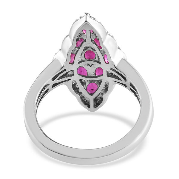 Afrikanischer Rubin und Zirkon-Ring, 925 Silber platiniert  ca. 1,85 ct image number 6