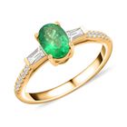 Iliana AAA Kagem Sambischer Smaragd, Wei&szlig;er Diamant Ring 750 Gold (Gr&ouml;&szlig;e 20.00) ca. 1,10 ct