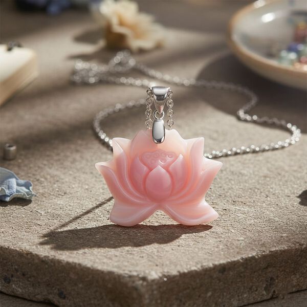 D'Joy Natürlicher Rosa Königsmuschel Perle Schmuckset ca. 50 cm 925 Silber rhodiniert ca. 35.00 ct image number 1