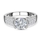 Schild Schliff Moissanit Ring 925 Silber rhodiniert (Größe 19.00) ca. 1,71 ct