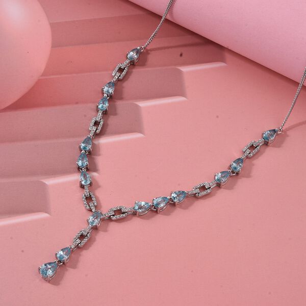 D'Joy blaue und wei&szlig;e Zirkon 45cm Halskette - 10,54 ct. image number 1