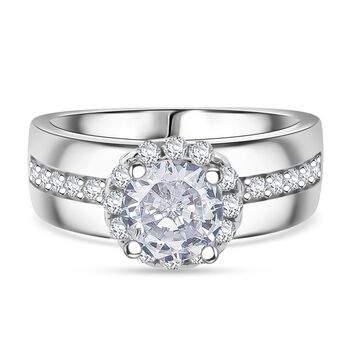 LUSTRO STELLA wei&szlig;er Zirkonia Solit&auml;r-Stil-Ring