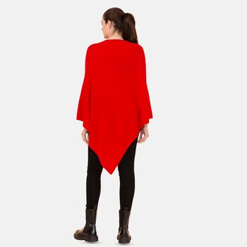 LA MAREY Pashmina Kunstfell Poncho, Rot