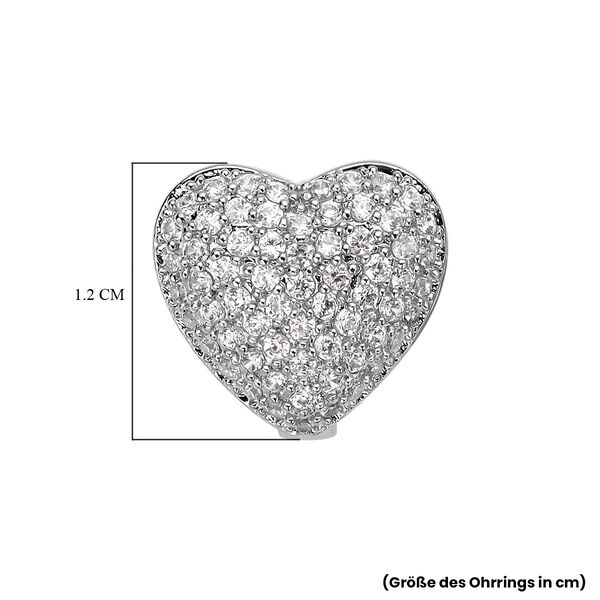 Simulierte Diamant-Herz-Ohrstecker in Silberton, 1,00 ct. image number 6