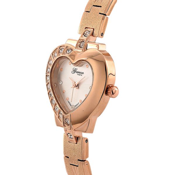 GENOA TIME V2 Herz-Armbanduhr, PC21S Japan Uhrwerk, 3ATM, 2,84x2,79cm, Ros&eacute; image number 4