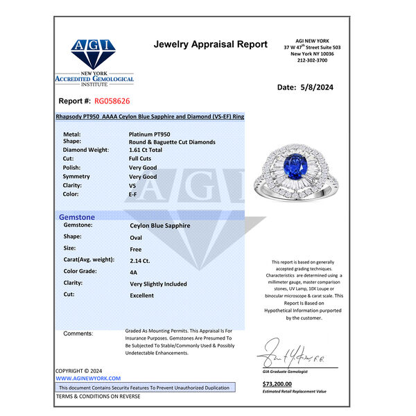 Chairman's Vault Collection - zertifiziert und geprüft RHAPSODY AAAA Ceylonfarbener Saphir und VS Diamant Ring in 950 Platin - 3,75 ct. image number 8