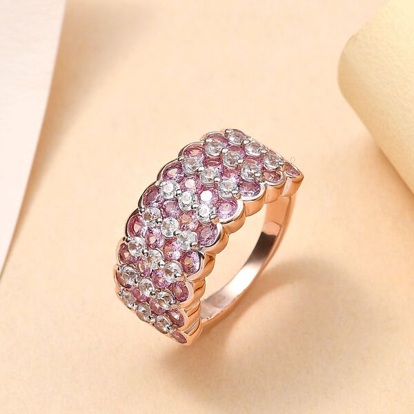 AA Rosa Saphir, Wei&szlig;er Zirkon Ring, 925 Silber Ros&eacute;gold Vermeil (Gr&ouml;&szlig;e 18.00) ca. 3.22 ct image number 2