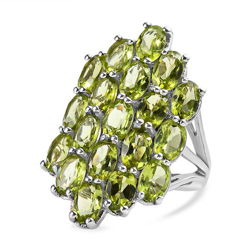 Natürlicher Peridot Ring, 925 Silber platiniert (Größe 17.00), ca. 7,40 ct image number 0