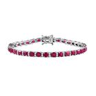 Afrikanischer Rubin (Fissure gefüllt), Weißer Zirkon Armband, ca. 20 cm, 925 Silber platiniert, ca. 16,80 ct