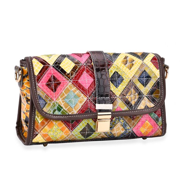 Chaos by Elsie Crossbody-Tasche aus echtem Leder, RFID-Schutz, Doppel-Rauten-Design und Mini-Taschenlampe, 28x10x18 cm image number 7