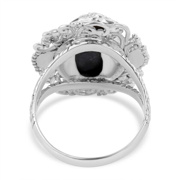 Royal Bali - Schwarz Stern Diopsid Ring, 925 Silber (Größe 16.00) ca. 17,05 ct image number 4