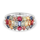 Mehrfarbig Saphir Cluster Ring 925 Silber Platin-Überzug image number 0