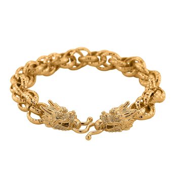 Designer Inspiriert Nickelfreies Messing, Doppelter Drachenkopf K&ouml;nigs-Armband ca. 20 cm ca. 47,00g, Goldfarben