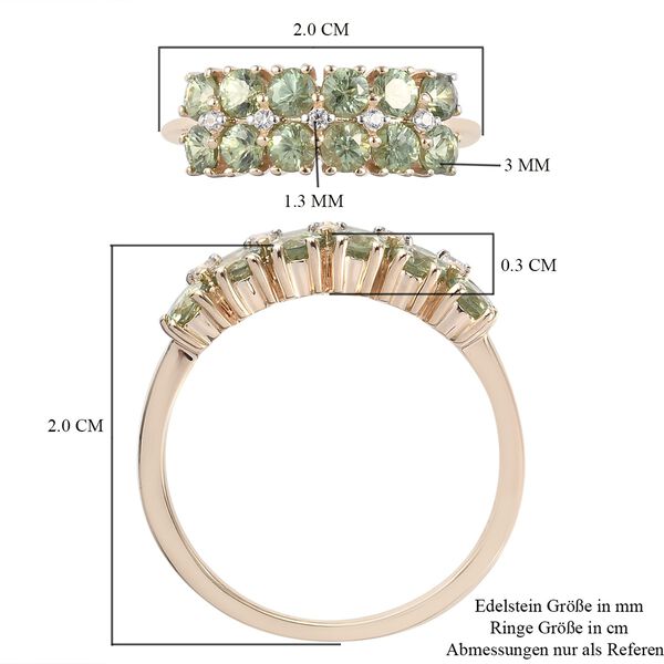 AA Demantoid Granat und Zirkon Cluster Ring 375 Gelbgold image number 8