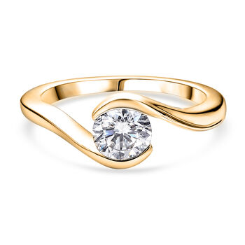 D'Joy Moissanit Ring 925 Silber Gold (Gr&ouml;&szlig;e 21.00) ca. 0,79 ct
