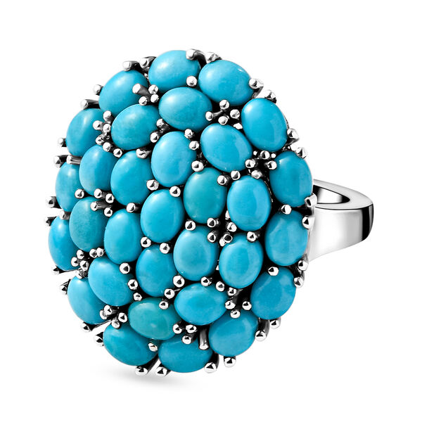 Amerikanischer, nat&uuml;rlicher Sleeping Beauty T&uuml;rkis-Ring, 925 Silber platiniert  ca. 5,02 ct