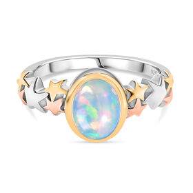 AA Natürlicher, äthiopischer Welo Opal Ring 925 Silber YG und RG und PE (Größe 21.00) ca. 0,83 ct
