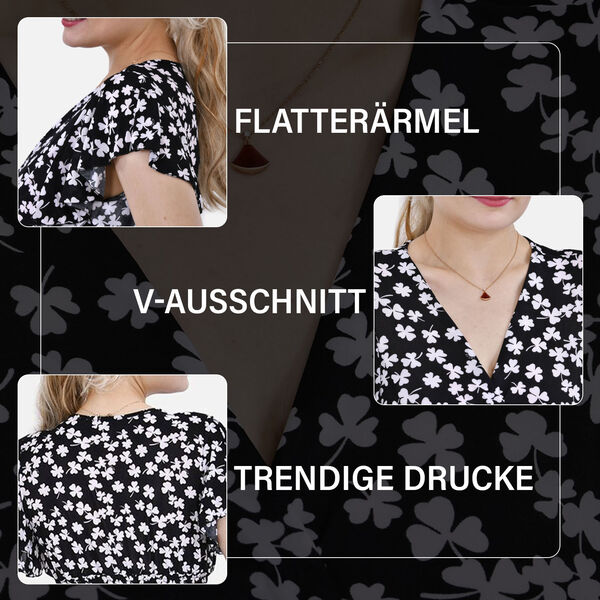 Jumpsuit mit gesmokter Taille und Flatterärmel, schwarz image number 3