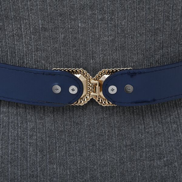 Modischer G&uuml;rtel mit Metallschnalle, Gr&ouml;&szlig;e 4x75 cm, gewebt, Dunkelblau image number 5