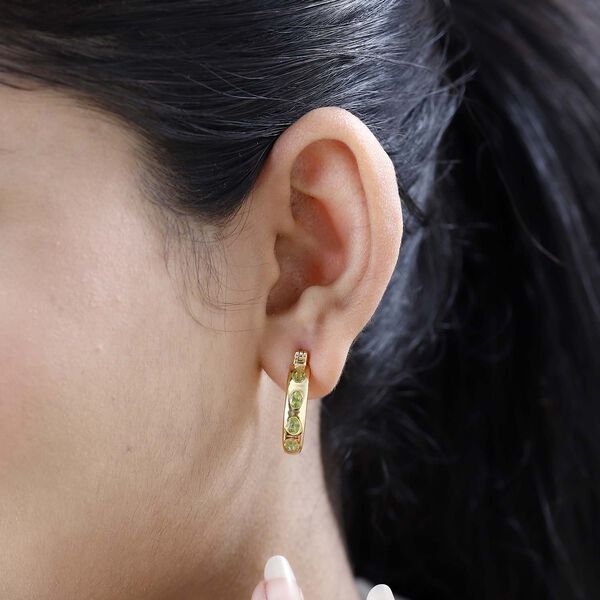 AA Natürliche, italienische Vesuvianit Ohrringe, 925 Silber Gelbgold Vermeil, ca. 1.72 ct image number 3