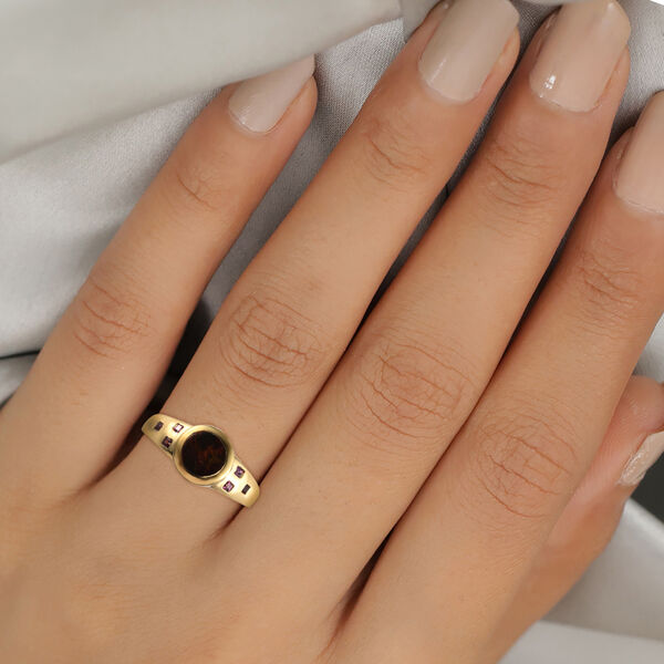 Ammolit und Rhodolith Granat Ring 925 Silber Gelbgold Vermeil  ca. 1,31 ct image number 3