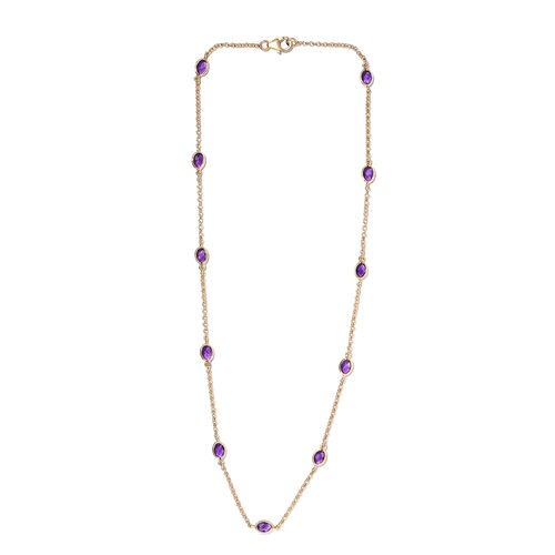 Afrikanische Amethyst-Halskette, ca. 45 cm, 925 Silber vergoldet, ca. 5,07 ct image number 0