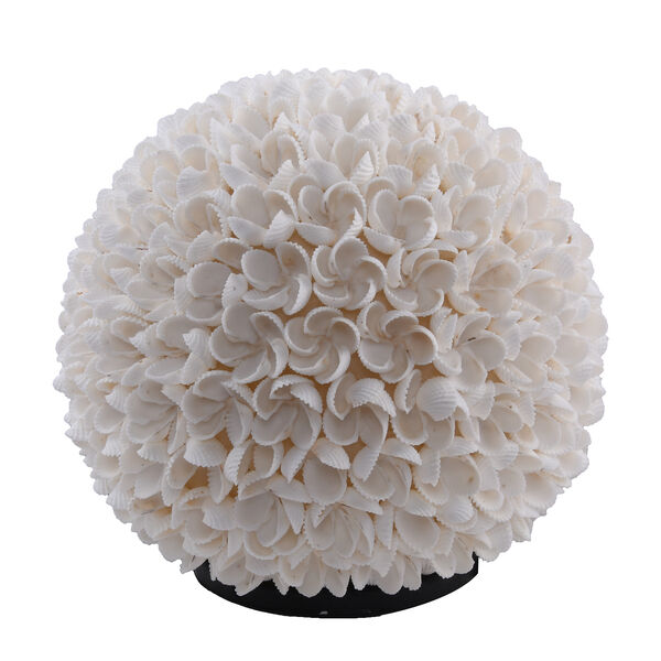 Bali Home Collection: Handgearbeitete Lampe mit Standfu&szlig; umh&uuml;llt von ewigen Muschel-Rosen, 20 cm