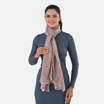 Luxuri&ouml;ser Merino-Seide Jacquard-Schal, 70x200cm, Rosa