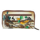 Sukriti - handbemalte Brieftasche aus echtem Leder mit RFID Schutz, Vogel und Blattmuster image number 4