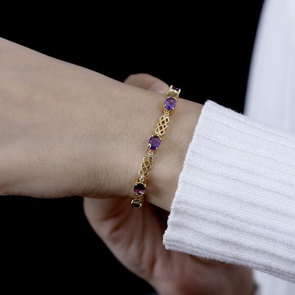 Afrikanischer Amethyst Armband ca. 19 cm 925 Silber vergoldet ca. 3.71 ct image number 3