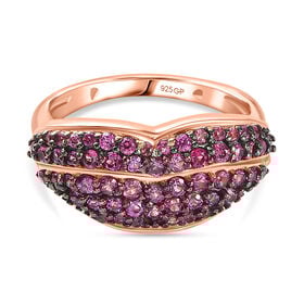 GP Amore Kollektion- AA Rhodolith Granat und Kanchanaburi blauer Saphir-Ring - 1,21 ct.