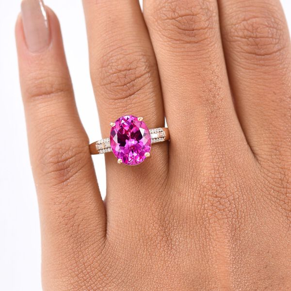 LUXURIANT AAA Labor Rosa Saphir und Moissanit Ring - 6,51 ct. image number 3