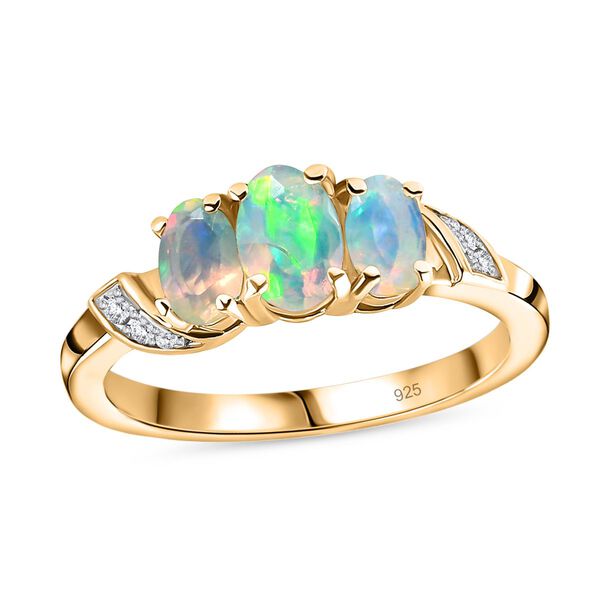 AA Natürlicher, äthiopischer Welo Opal Ring 925 Silber 750 Gelbgold Vermeil (Größe 17.00) ca. 0,68 ct image number 5