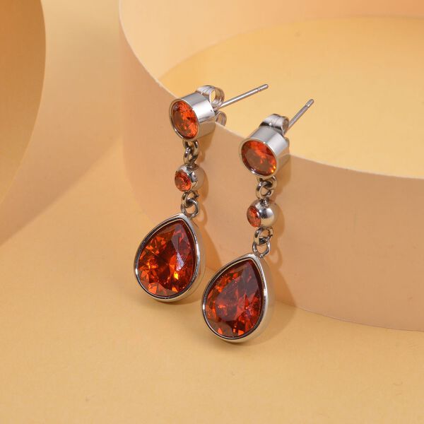 Orange Zirkonia Ohrringe, Edelstahl ca. 12,40 ct image number 2