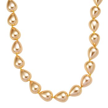 Goldene Tropfen Muschelkernperle 50cm Halskette