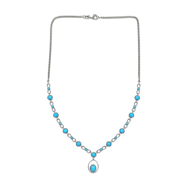 Amerikanische, natürliche Sleeping Beauty Türkis-Halskette, 45 cm - 6,28 ct. image number 4