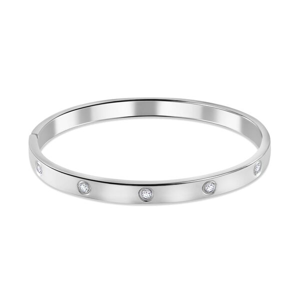 Wei&szlig;er Zirkonia Armreif ca. 18.5 cm Reiner Edelstahl