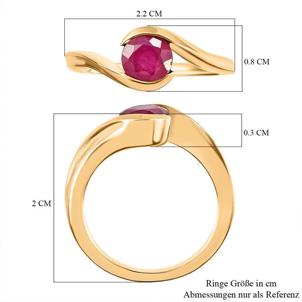 Afrikanischer Rubin (Fissure gef&uuml;llt)-Ring, 925 Silber vergoldet (Gr&ouml;&szlig;e 18.00) ca. 1.32 ct image number 7