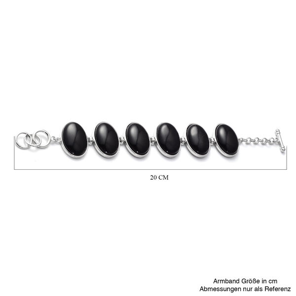 Schwarzes Achat-Armband, 19 cm, silberfarben ca. 116,50 ct image number 3