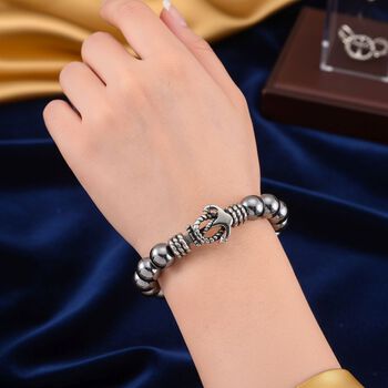 Terahertz Armband ca. Flexibles cm Reiner Edelstahl Schwarz oxidiert ca. 120.00 ct