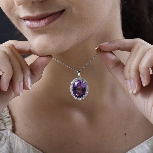 Lusaka Amethyst und Zirkon-Anh&auml;nger, 925 Silber platiniert ca. 19,39 ct image number 2