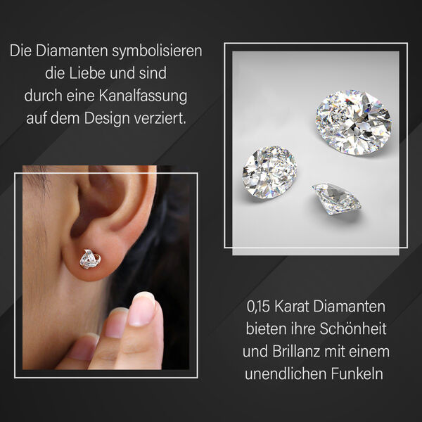 Liebesknoten wei&szlig;e Diamant-Ohrstecker - 0,15 ct. image number 3
