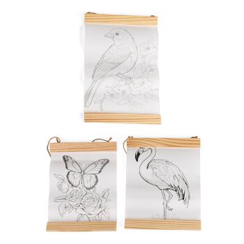 4er-Set Malset mit Acrylmarkern und Aufbewahrungsbox, Vogel-, Schmetterlings- und Flamingo-Skizzen