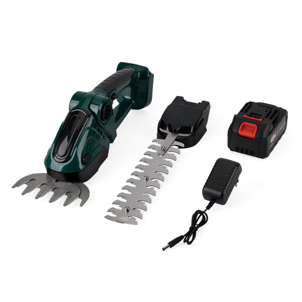 Akku Gras und Strauchschere, 2 in 1 Gartenschneider, 6000 mAh, 390 W, Gr&uuml;n