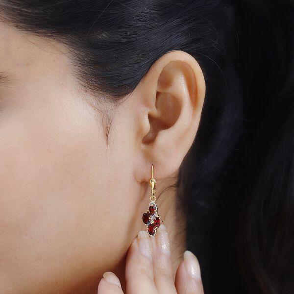 Mosambik Granat Ohrringe 925 Silber Gelbgold Vermeil ca. 2,42 ct. image number 3