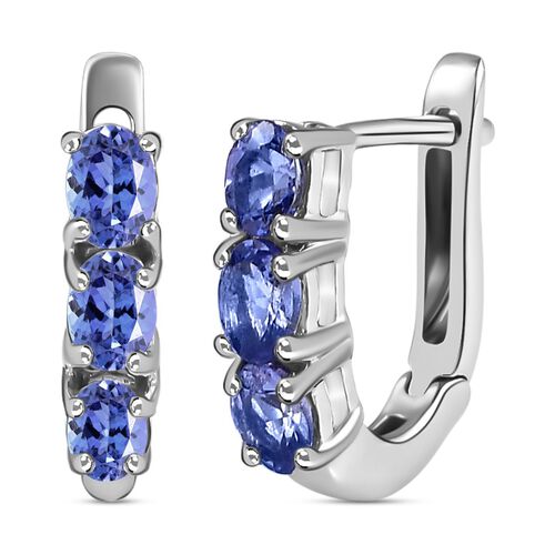 Tansanit Trilogie Huggie Ohrringe - 1,10 ct. image number 0