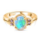 D'Joy AA Natürlicher, äthiopischer Welo Opal, Rosa Saphir Ring 925 Silber vergoldet (Größe 17.00) ca. 1,33 ct