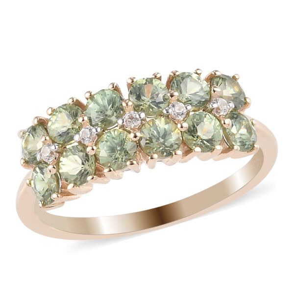 AA Demantoid Granat und Zirkon Cluster Ring 375 Gelbgold image number 5